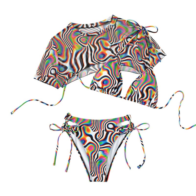 Bikini-Set mit Mesh-Shirt